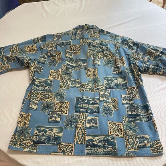 Reyn Spooner VTG Blue Palm Short Sleeve Button Up Shirt Size XL - Picture 6 of 8